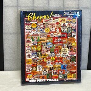 White Mountain 1000 Pc Cheers Puzzle by Charlie Girard Beer Labels Jigsaw NEW